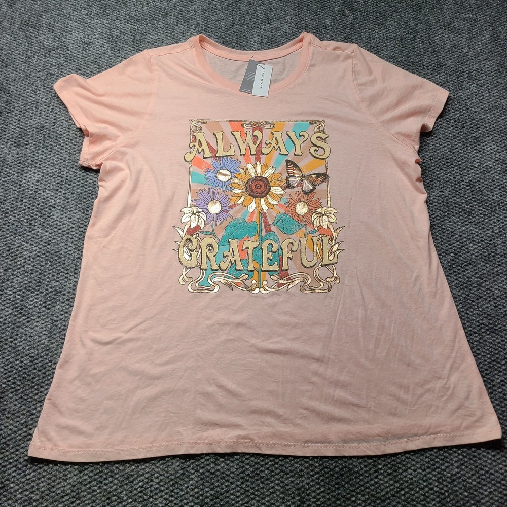 NWT Lane Bryant Classic T Shirt Women 18/20 Light Pink Always Boho Graphic